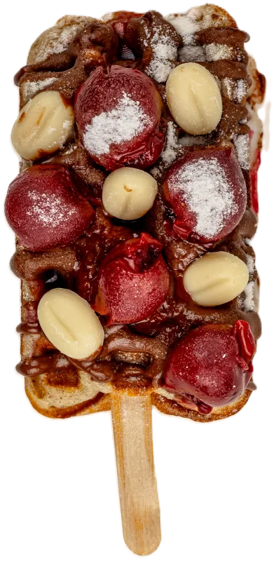 Waffel Schwarzwälder am Stiel von oben